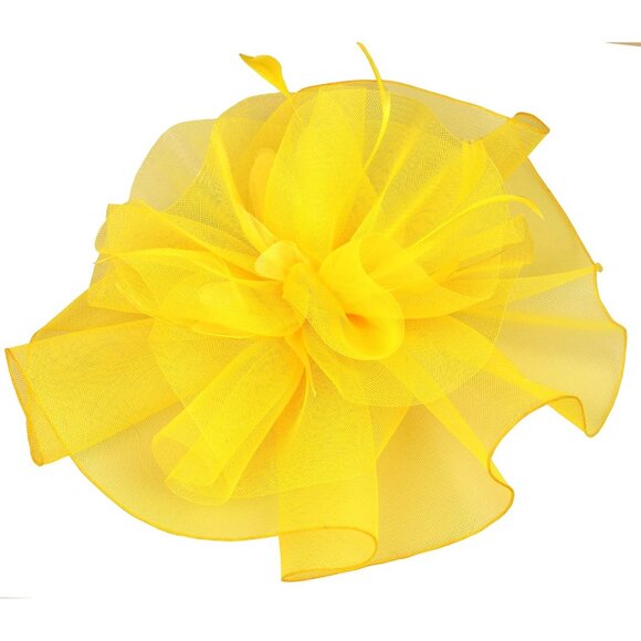 Women's Fascinators Hat for Women Tea Party 01 Yellow - Picture 3 of 5